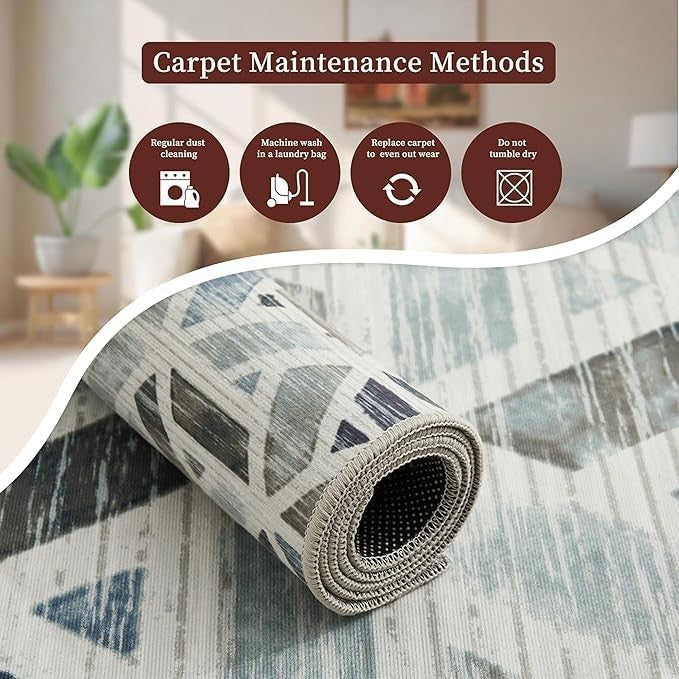 Large Abstract Pattern Area Rug Soft Touch Modern Geometric Floor Carpet - Kwikley