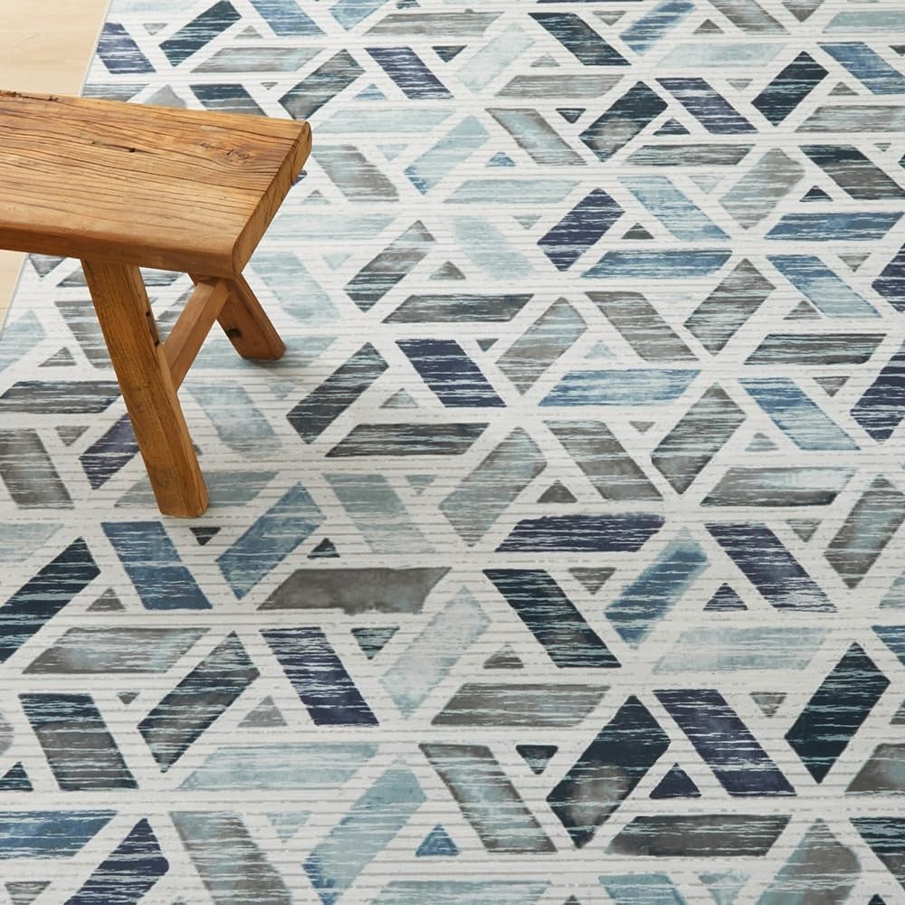 Large Abstract Rug 200x290cm Soft Modern Non - Slip Blue Grey Area Carpet - Kwikley