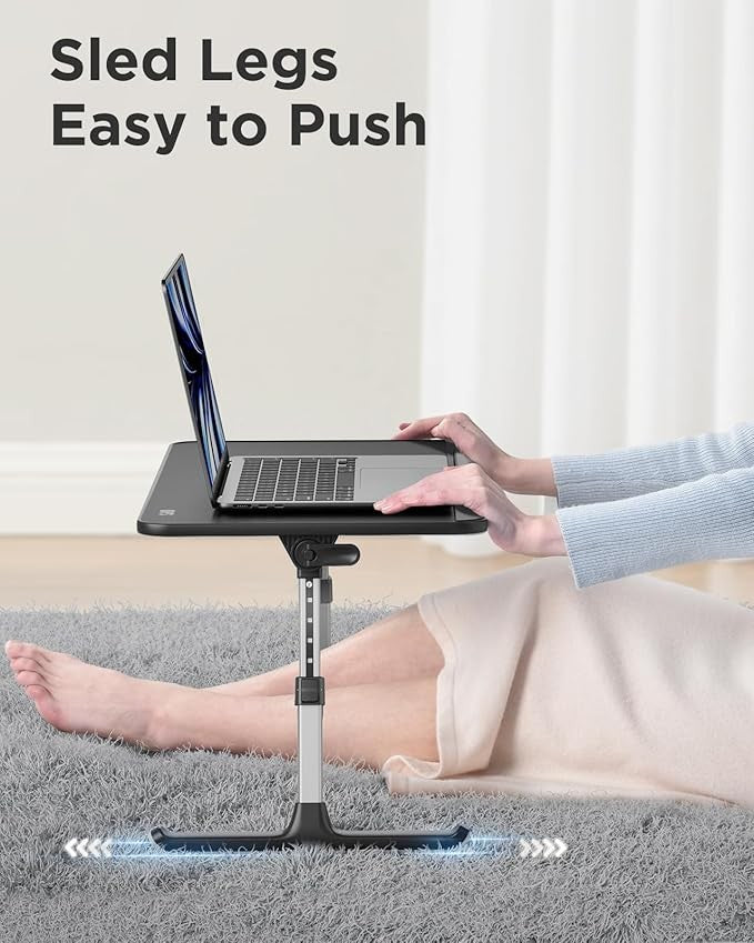 Large Adjustable Lap Desk Bed Table 60x33cm Laptop Stand Mouse Space Black - Kwikley