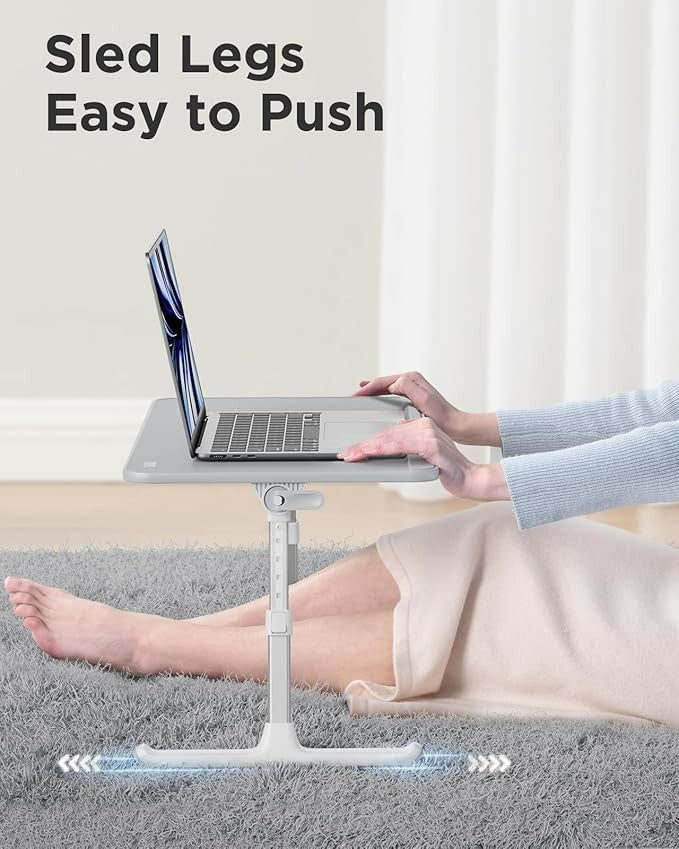 Large Adjustable Lap Desk Bed Table 60x33cm Laptop Stand Mouse Space Grey - Kwikley