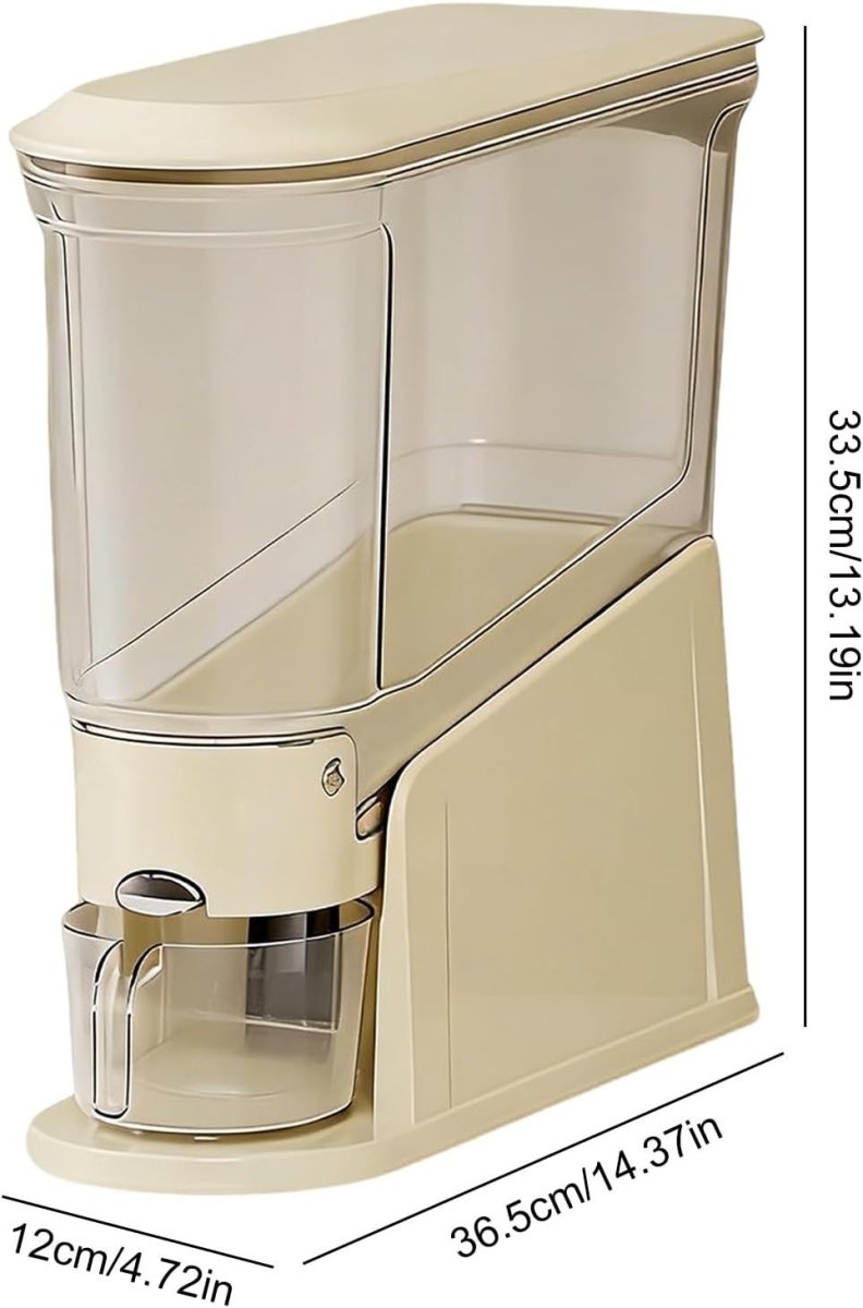 Large Airtight Rice Storage Bin Press Dispenser Slim - Kwikley