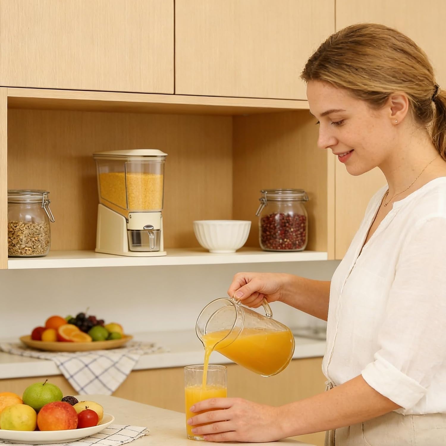 Large Airtight Rice Storage Bin Press Dispenser Slim - Kwikley