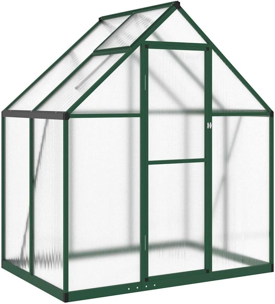 Large Aluminium Greenhouse 169x114x195cm Polycarbonate Panels with Base Frame - Kwikley
