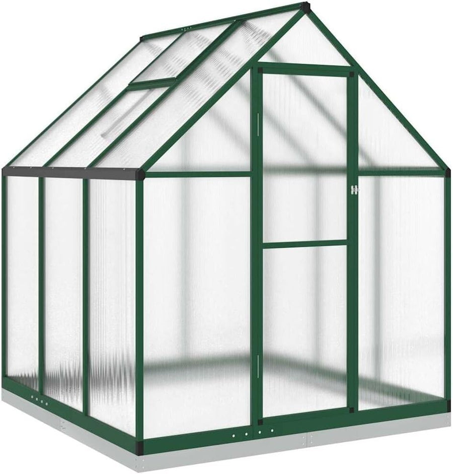 Large Aluminium Greenhouse 169x169x202cm Polycarbonate Panels with Base Frame - Kwikley