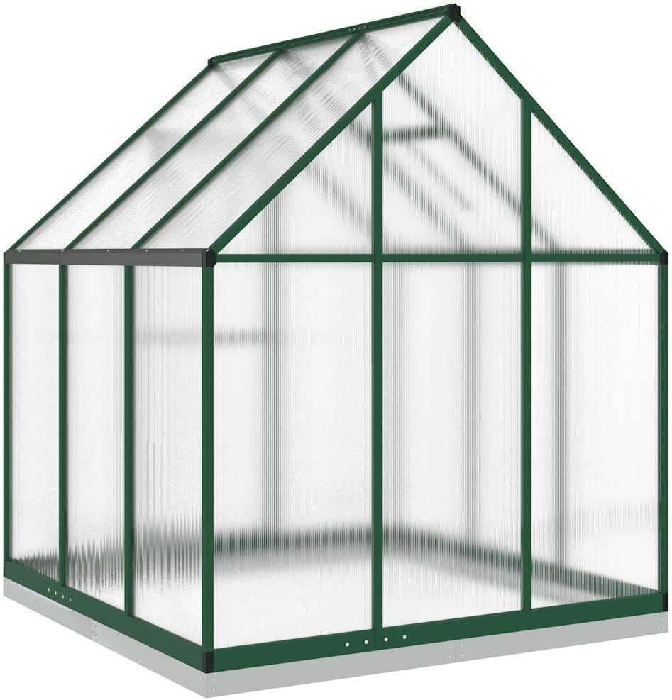 Large Aluminium Greenhouse 169x169x202cm Polycarbonate Panels with Base Frame - Kwikley