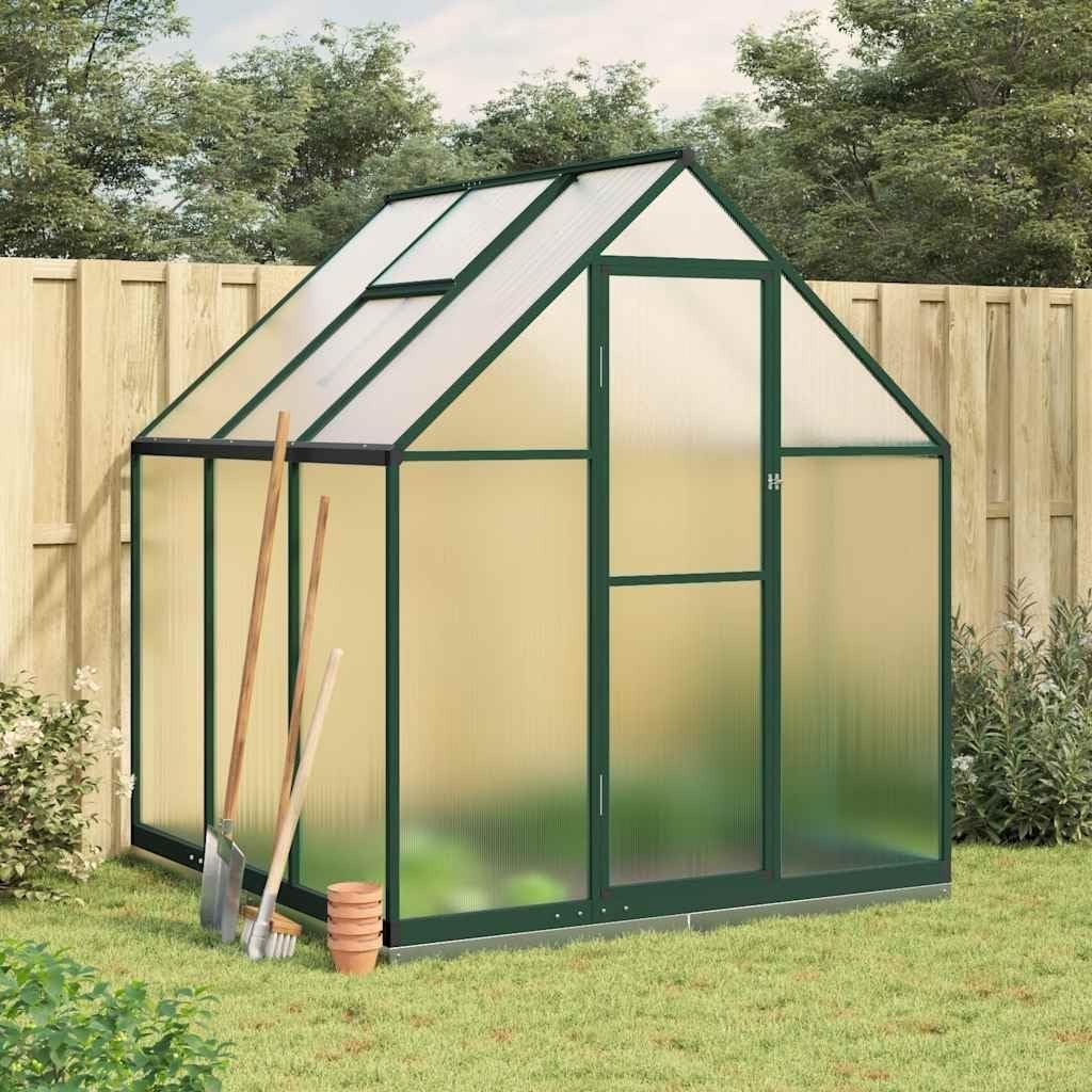 Large Aluminium Greenhouse 169x169x202cm Polycarbonate Panels with Base Frame - Kwikley