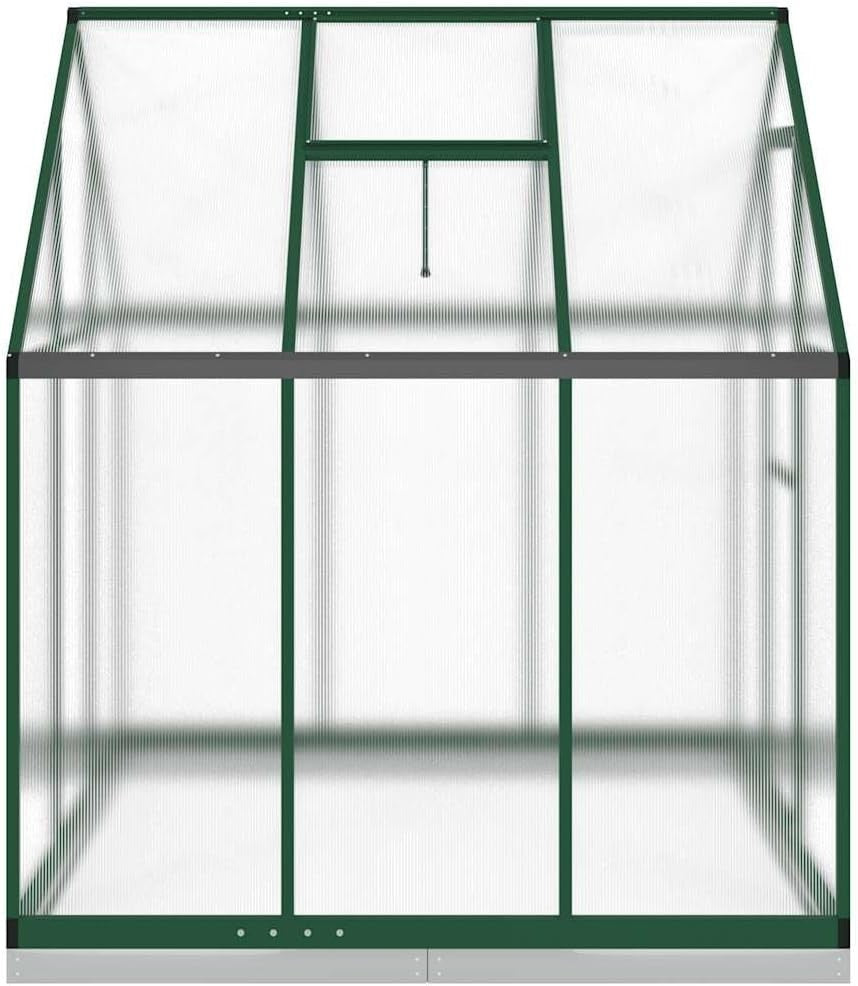 Large Aluminium Greenhouse 169x169x202cm Polycarbonate Panels with Base Frame - Kwikley