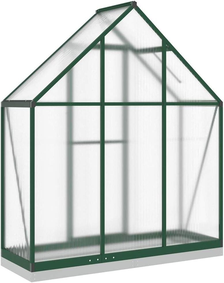 Large Aluminium Greenhouse 169x58x202cm Polycarbonate Panels with Base Frame - Kwikley
