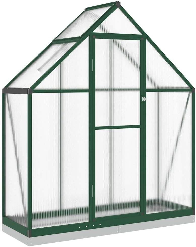 Large Aluminium Greenhouse 169x58x202cm Polycarbonate Panels with Base Frame - Kwikley