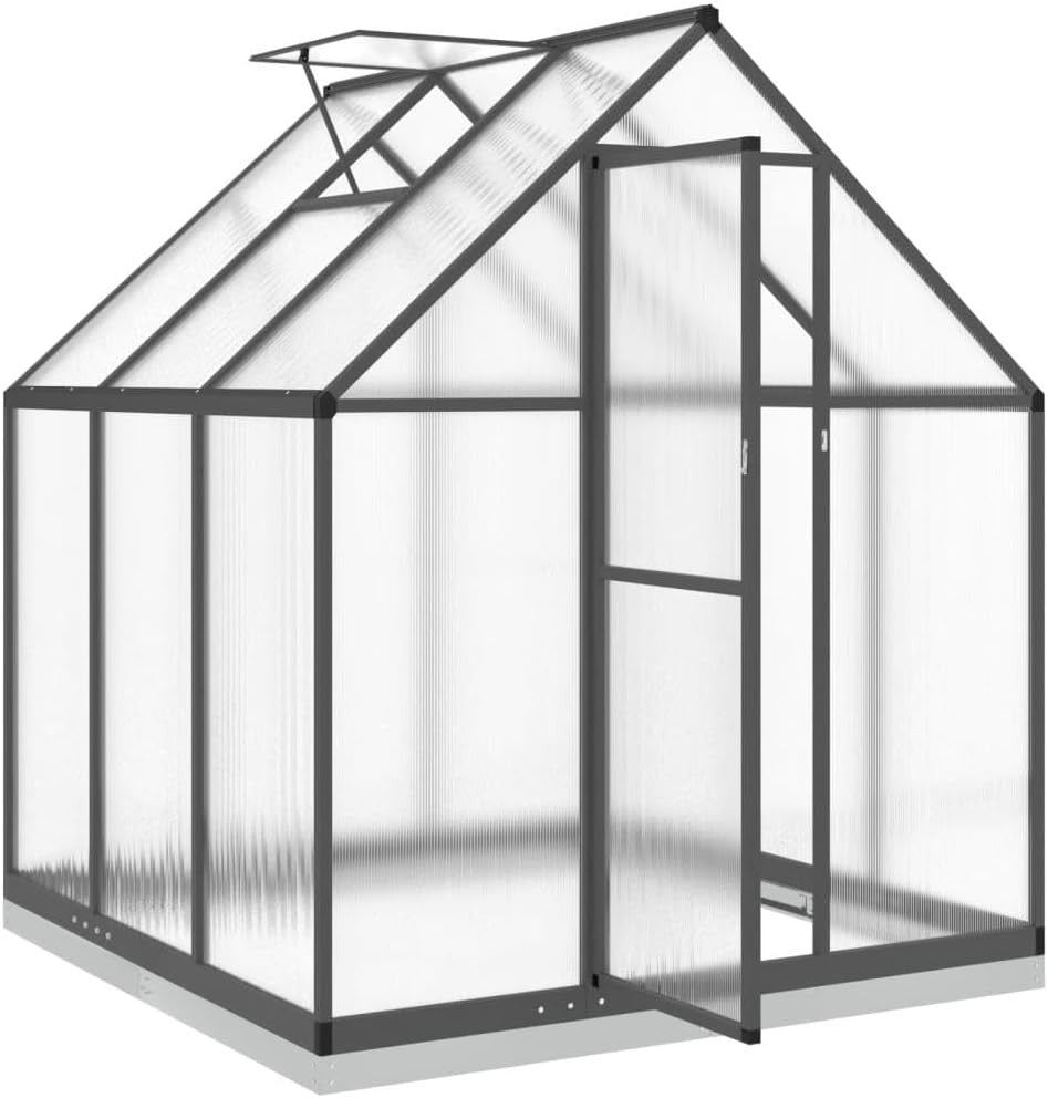 Large Aluminium Walk - In Greenhouse 169x169x202cm Anthracite Polycarbonate - Kwikley