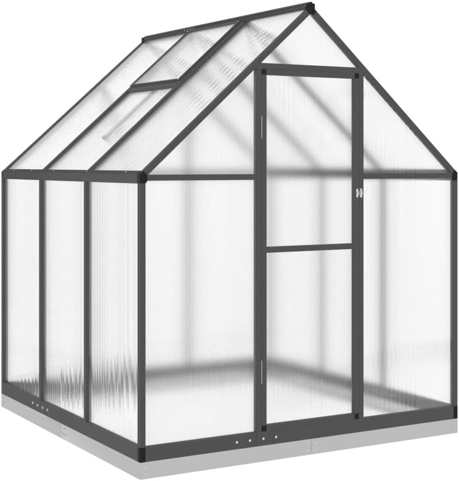 Large Aluminium Walk - In Greenhouse 169x169x202cm Anthracite Polycarbonate - Kwikley