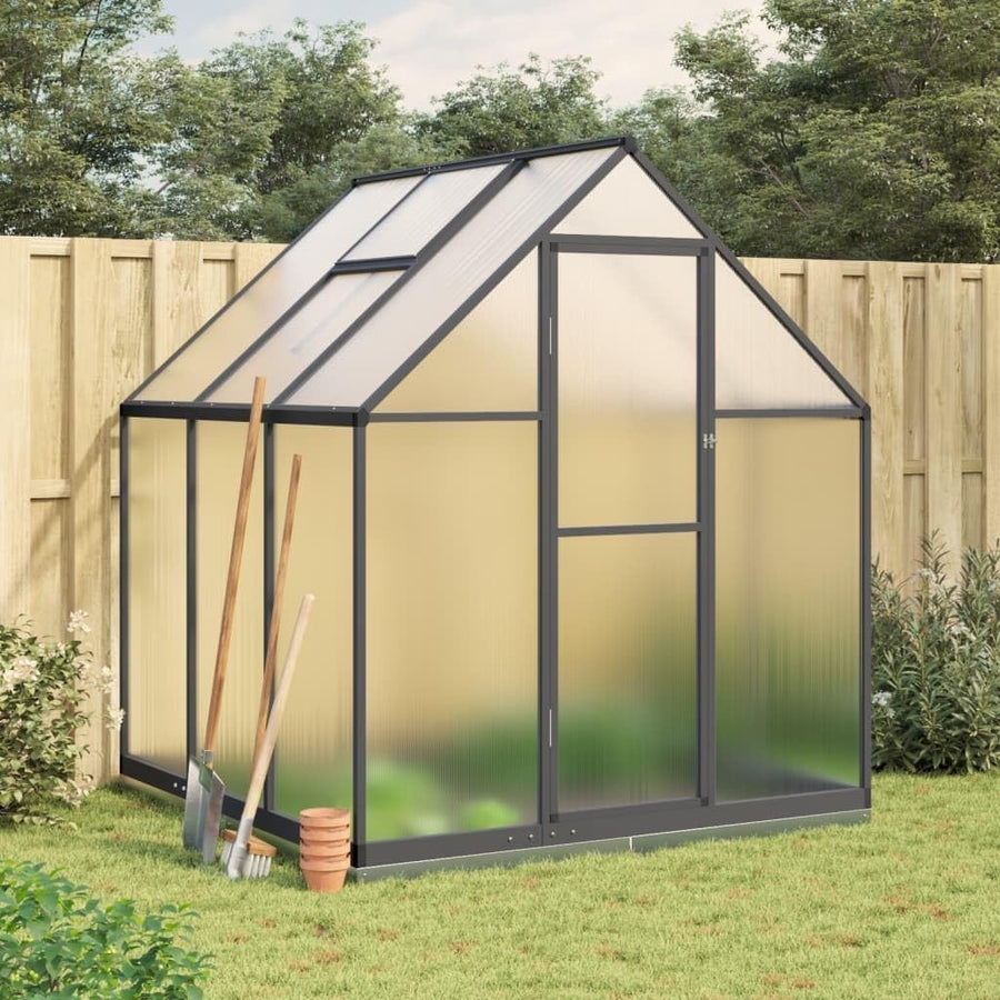 Large Aluminium Walk - In Greenhouse 169x169x202cm Anthracite Polycarbonate - Kwikley