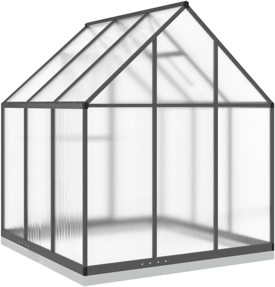 Large Aluminium Walk - In Greenhouse 169x169x202cm Anthracite Polycarbonate - Kwikley