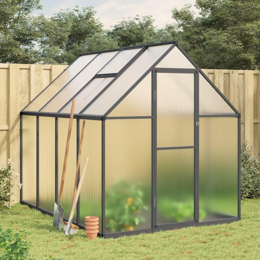 Large Aluminium Walk - In Greenhouse 224x169x195cm Anthracite Polycarbonate - Kwikley