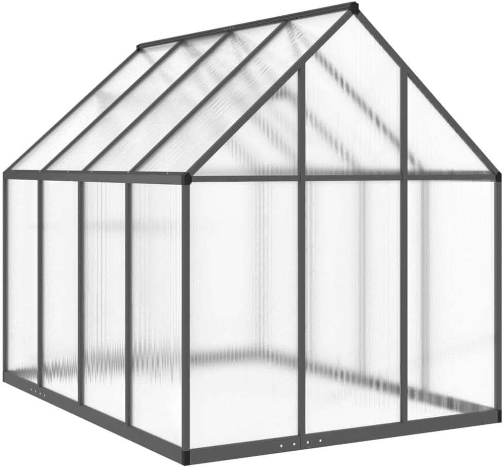 Large Aluminium Walk - In Greenhouse 224x169x195cm Anthracite Polycarbonate - Kwikley