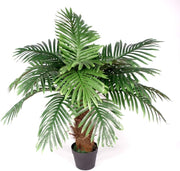 Large Artificial 100cm Palm Tree with Brown Trunk Tropical Indoor Decor Plant - Kwikley