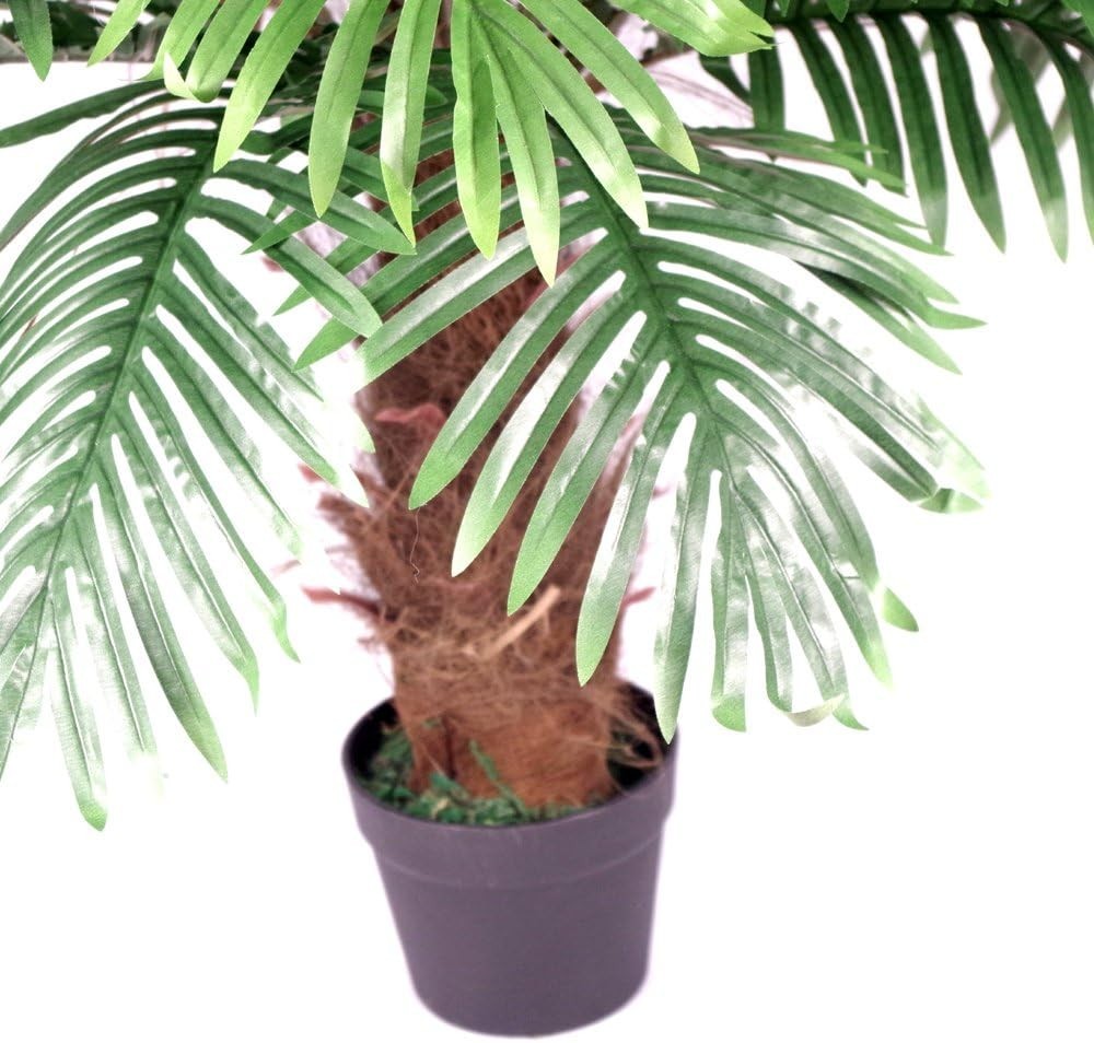 Large Artificial 100cm Palm Tree with Brown Trunk Tropical Indoor Decor Plant - Kwikley