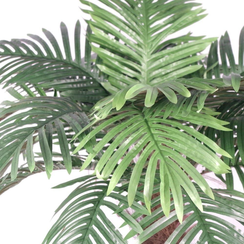 Large Artificial 100cm Palm Tree with Brown Trunk Tropical Indoor Decor Plant - Kwikley