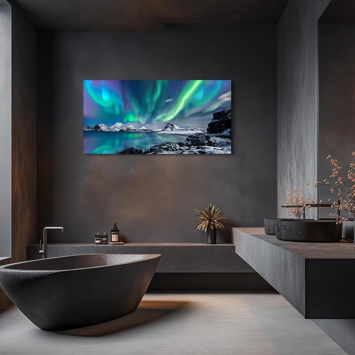 Large Aurora Northern Lights Canvas Wall Art 100x50cm Framed - Kwikley