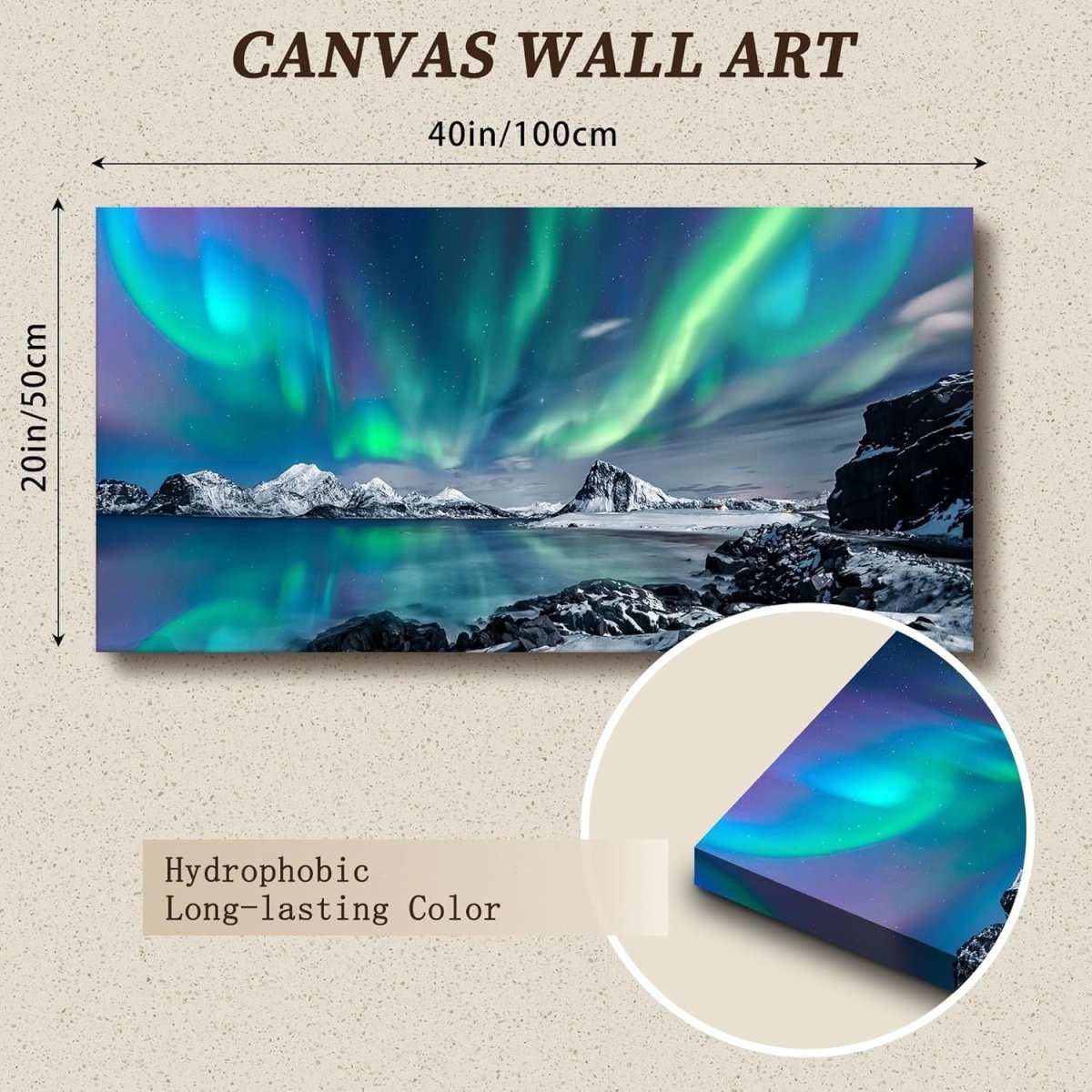 Large Aurora Northern Lights Canvas Wall Art 100x50cm Framed - Kwikley