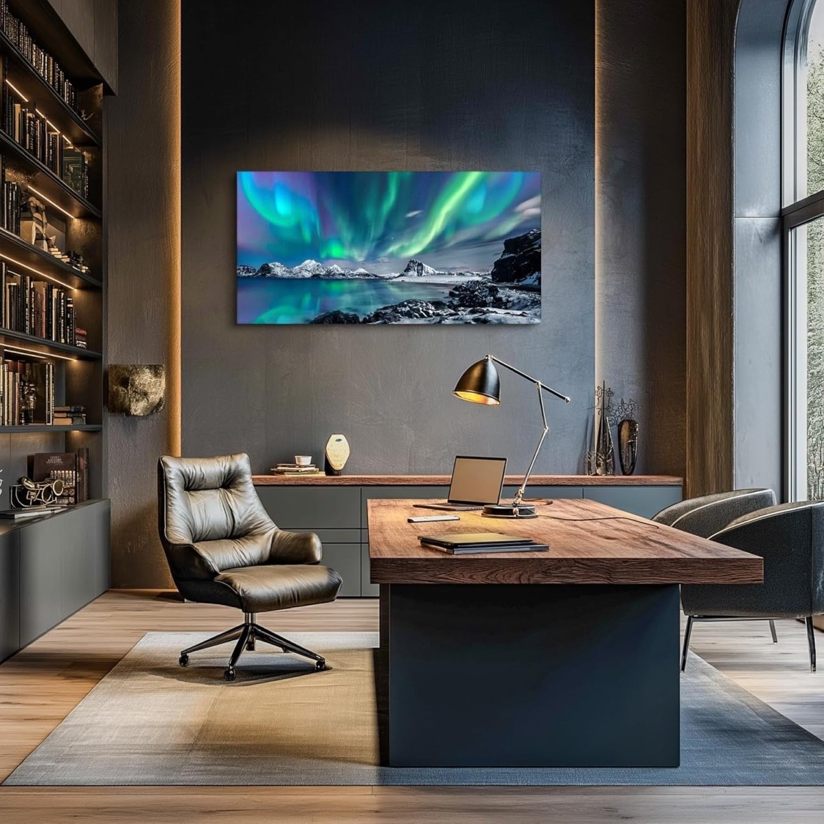 Large Aurora Northern Lights Canvas Wall Art 100x50cm Framed - Kwikley
