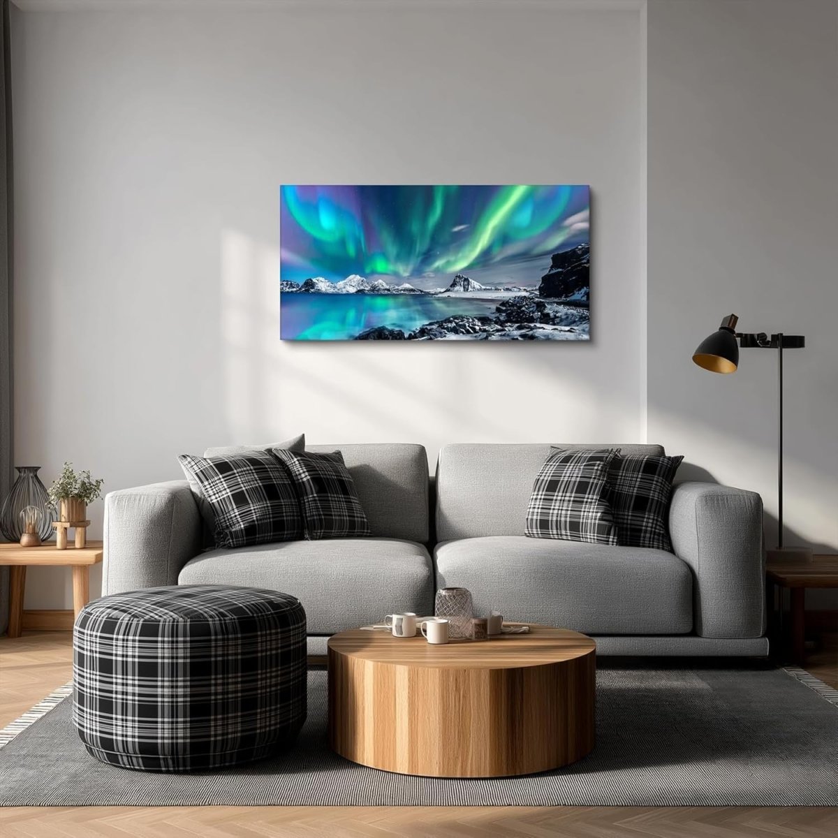 Large Aurora Northern Lights Canvas Wall Art 100x50cm Framed - Kwikley