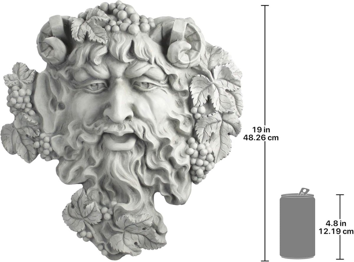 Large Bacchus Greenman Wall Sculpture 48.5cm Stone - Kwikley