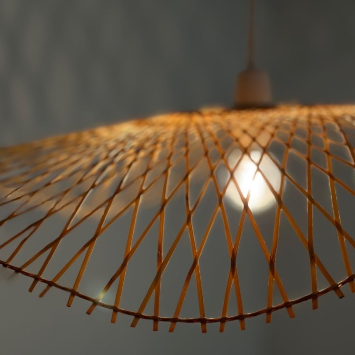 Large Bamboo Ceiling Lampshade 56cm Natural Woven Pendant Shade - Kwikley