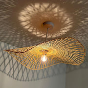 Large Bamboo Ceiling Lampshade 56cm Natural Woven Pendant Shade - Kwikley