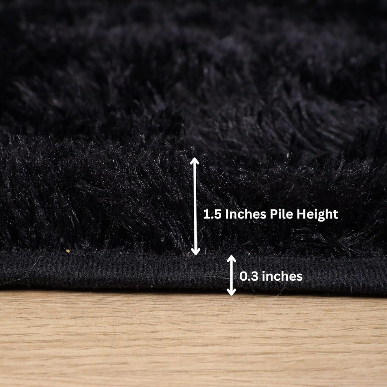 Large Black Fluffy Shaggy Rug 160x230cm Soft Thick Pile Non - Slip Bedroom Carpet - Kwikley