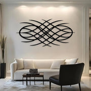 Large Black Geometric Metal Wall Art 41x20 Modern Decor - Kwikley