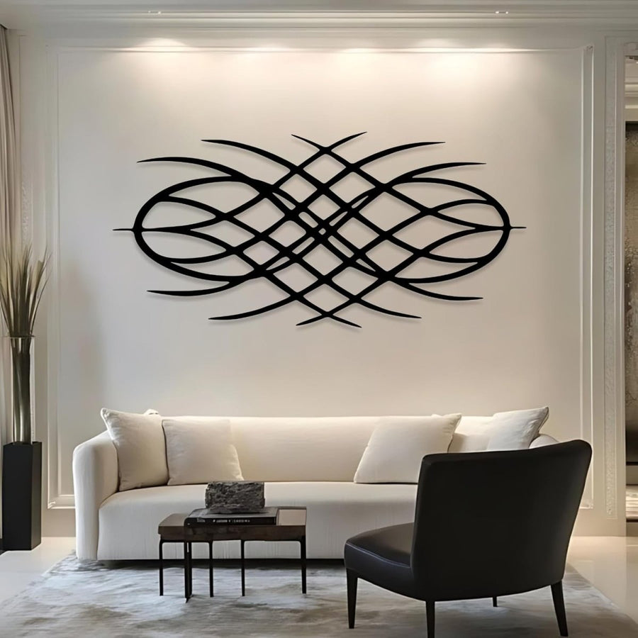 Large Black Geometric Metal Wall Art 41x20 Modern Decor - Kwikley