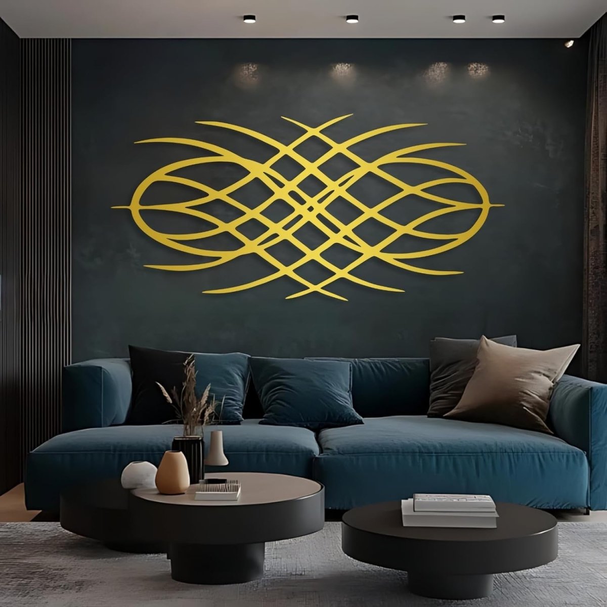 Large Black Geometric Metal Wall Art 41x20 Modern Decor - Kwikley
