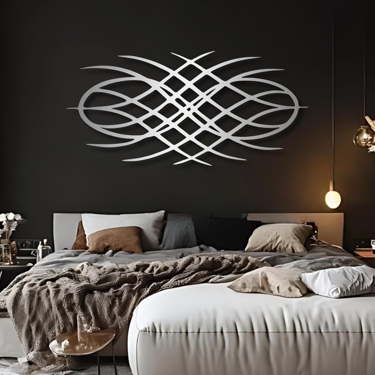 Large Black Geometric Metal Wall Art 41x20 Modern Decor - Kwikley