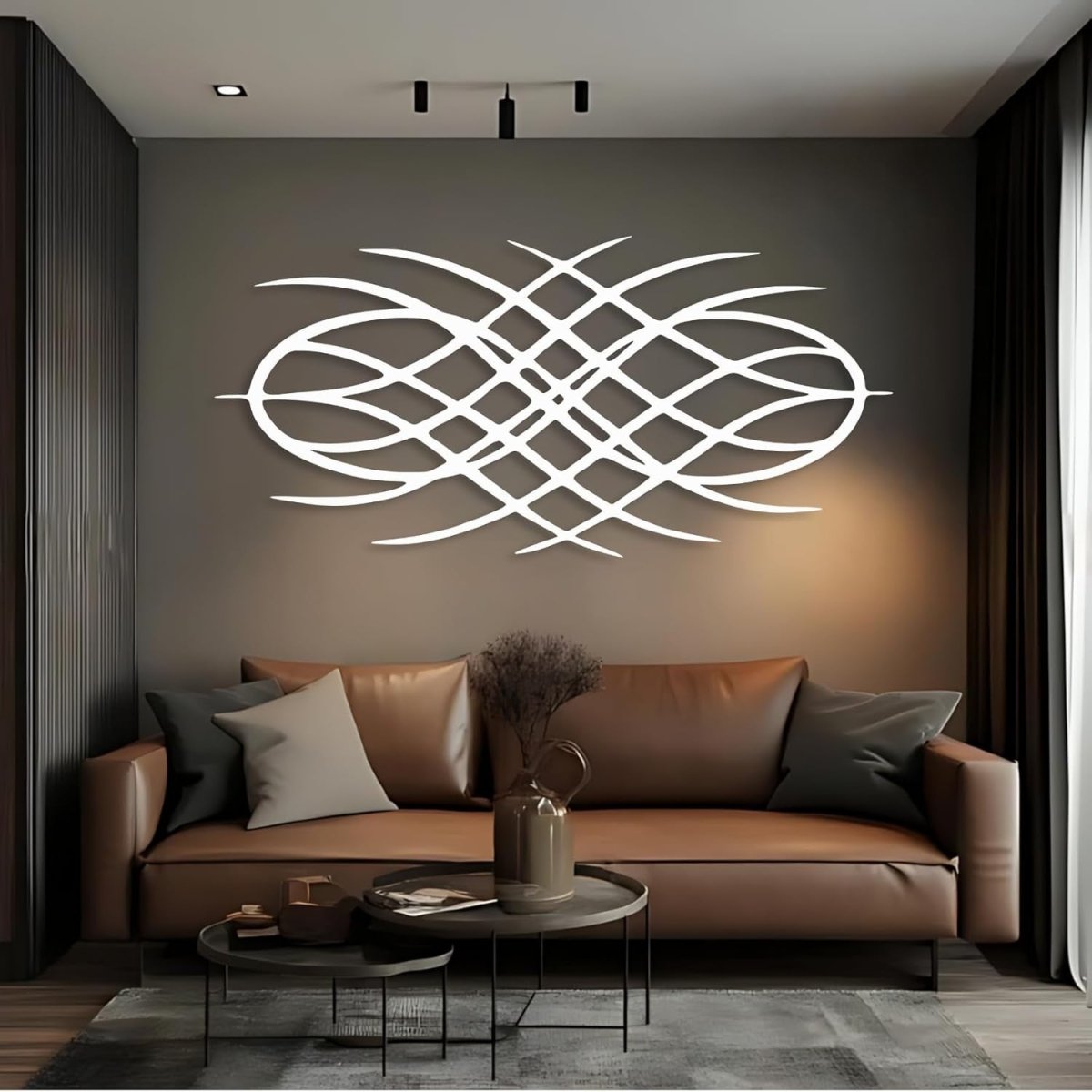 Large Black Geometric Metal Wall Art 41x20 Modern Decor - Kwikley