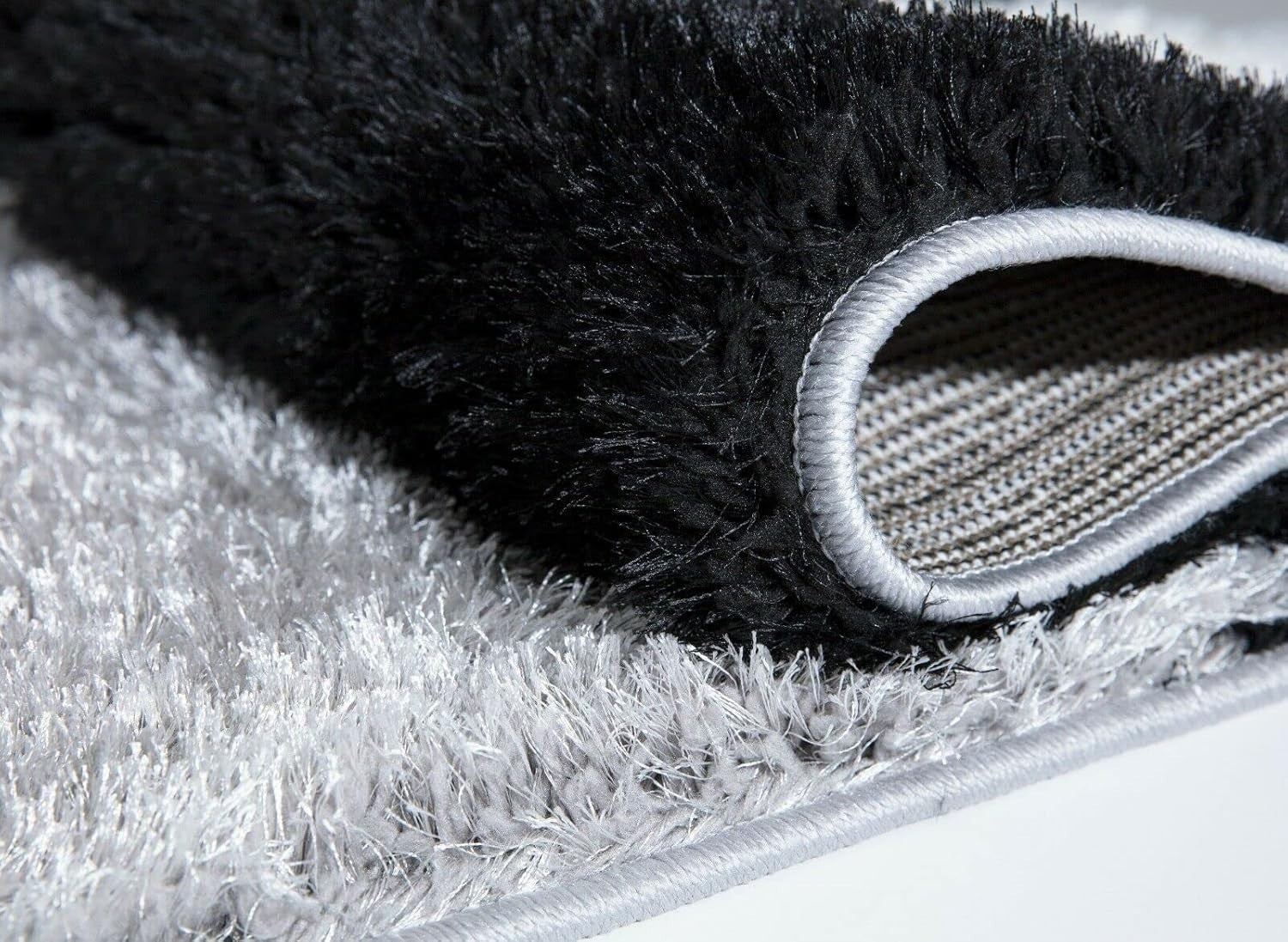 Large Black Grey Geometric Shaggy Rug 160x230cm Soft Non Shed Living Room Carpet - Kwikley