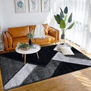 Large Black Grey Shaggy Rug 160x230cm Soft Non Shed Modern Living Room Carpet - Kwikley