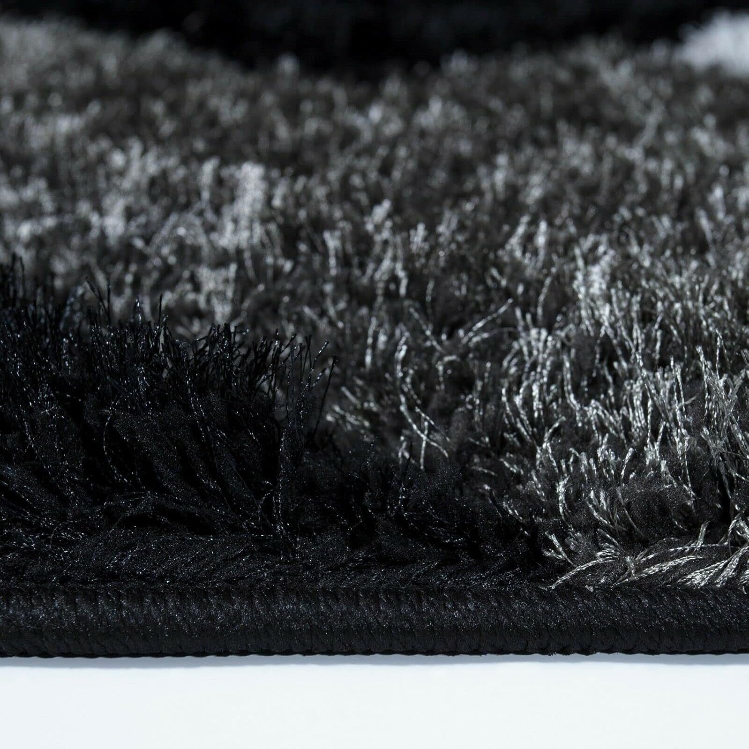 Large Black Grey Shaggy Rug 160x230cm Soft Non Shed Modern Living Room Carpet - Kwikley