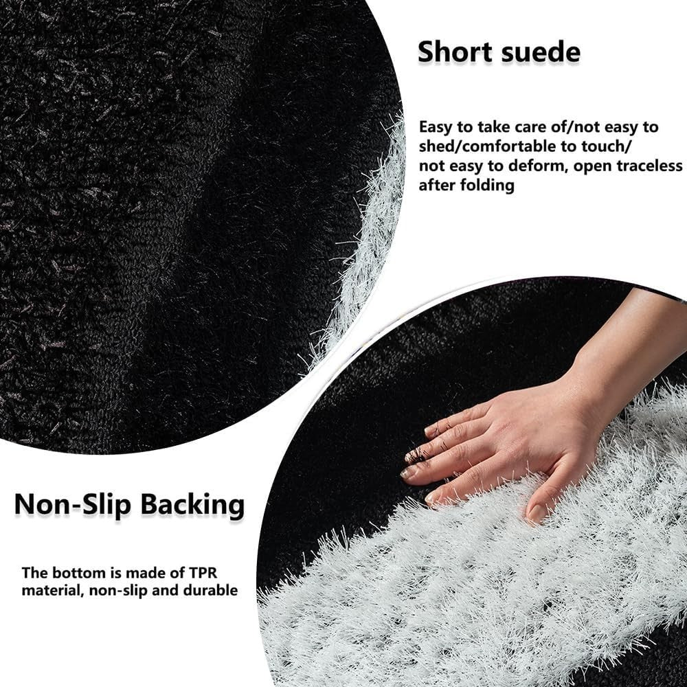 Large Black White Shaggy Area Rug 120x170cm Washable Non Slip Floor Carpet - Kwikley