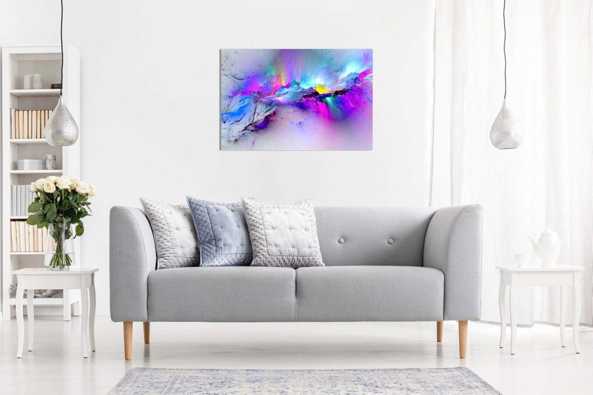 Large Blue Abstract Canvas Wall Art 91x61cm Framed - Kwikley