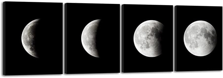Large Blue Moon Canvas Wall Art – Modern Abstract Space Framed Print - Kwikley