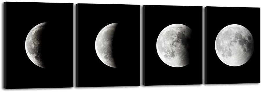 Large Blue Moon Canvas Wall Art – Modern Abstract Space Framed Print - Kwikley