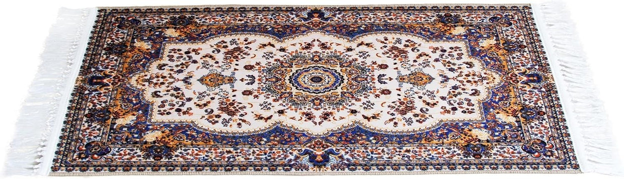 Large Blue Mughal Area Rug 200x290cm Washable Non Slip Traditional Carpet - Kwikley
