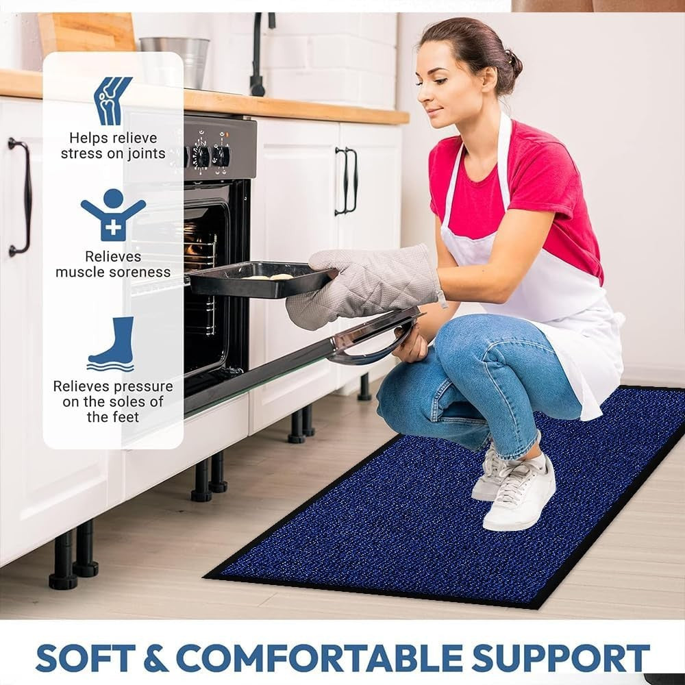 Large Blue Waterproof Entrance Mat 120x150cm Non Slip Heavy Duty Floor Rug - Kwikley