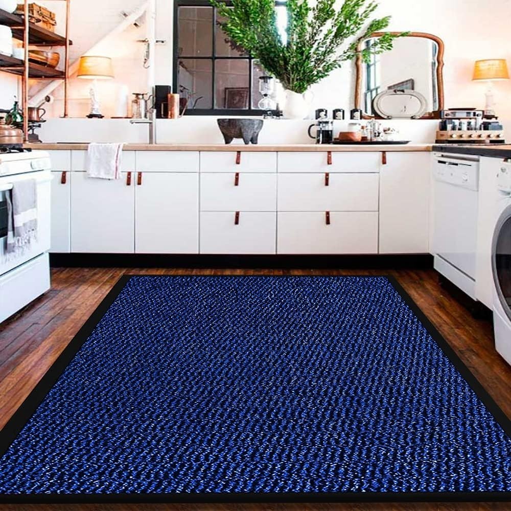 Large Blue Waterproof Entrance Mat 120x150cm Non Slip Heavy Duty Floor Rug - Kwikley