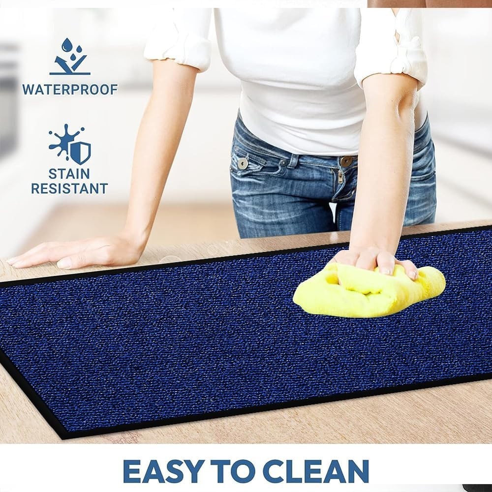 Large Blue Waterproof Entrance Mat 120x150cm Non Slip Heavy Duty Floor Rug - Kwikley