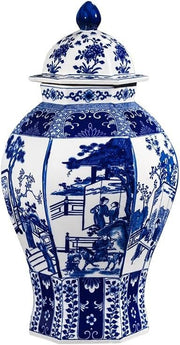 Large Blue White Ceramic Ginger Jar Vase 41cm Chinese Porcelain with Lid - Kwikley