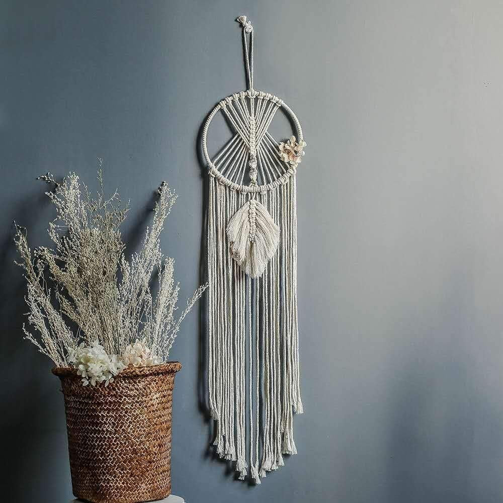 Large Boho Macrame Dream Catcher – Cotton Tassel Wall Hanging - Kwikley