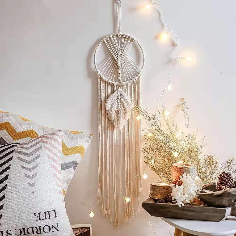 Large Boho Macrame Dream Catcher – Cotton Tassel Wall Hanging - Kwikley