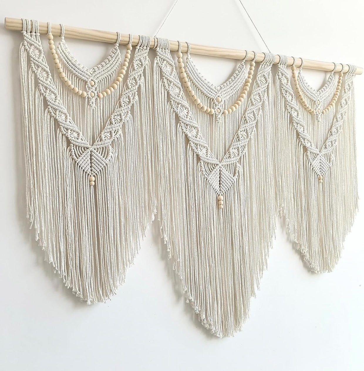 Large Boho Macrame Wall Hanging 43"x32" Cotton Tapestry Decor4 - Kwikley